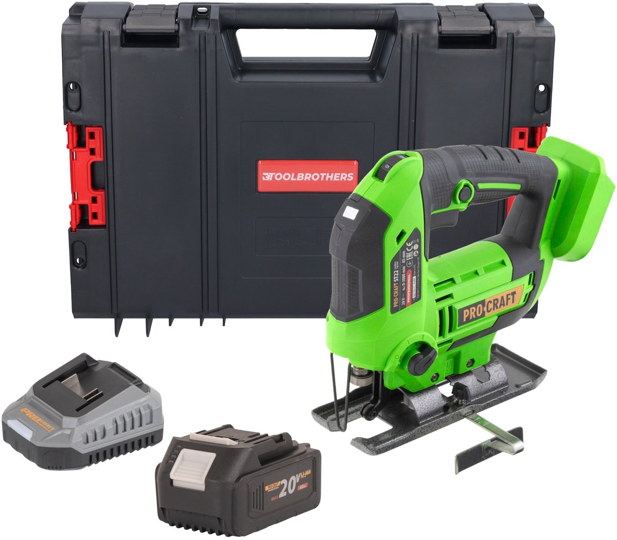 Procraft ST22 accu-decoupeerzaag 20 V 80 mm borstelloos + 1x accu 4,0 Ah + oplader + RHINO Toolcase