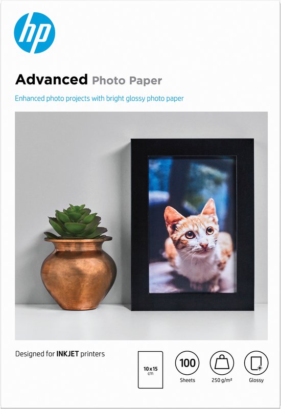 HP Fotopapier 250g - 10x15cm - 100 vellen