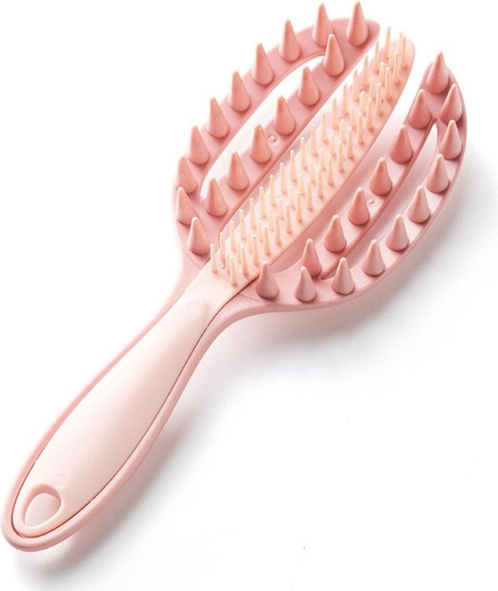 2-in-1 hoofdmassagekam en ontwarrende kam - verzorgt alle roze haren op milde wijze.