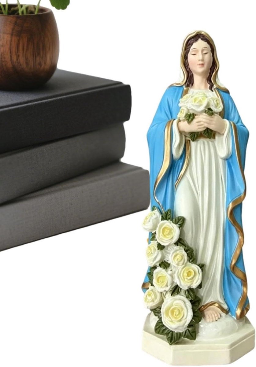 Maagd Maria Beeld Buiten - 20,0 cm Harsen Gezegende Moeder Beeld Decoratief | Binnenhuisfi