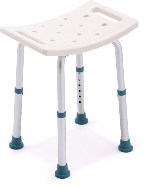 Vixomed Douchekruk met Douchekophouder – Verstelbaar in Hoogte – Anti Slip Douchestoel voor Badkamer en Senioren - Met drainagegaten – Max. 120 kg – Wit