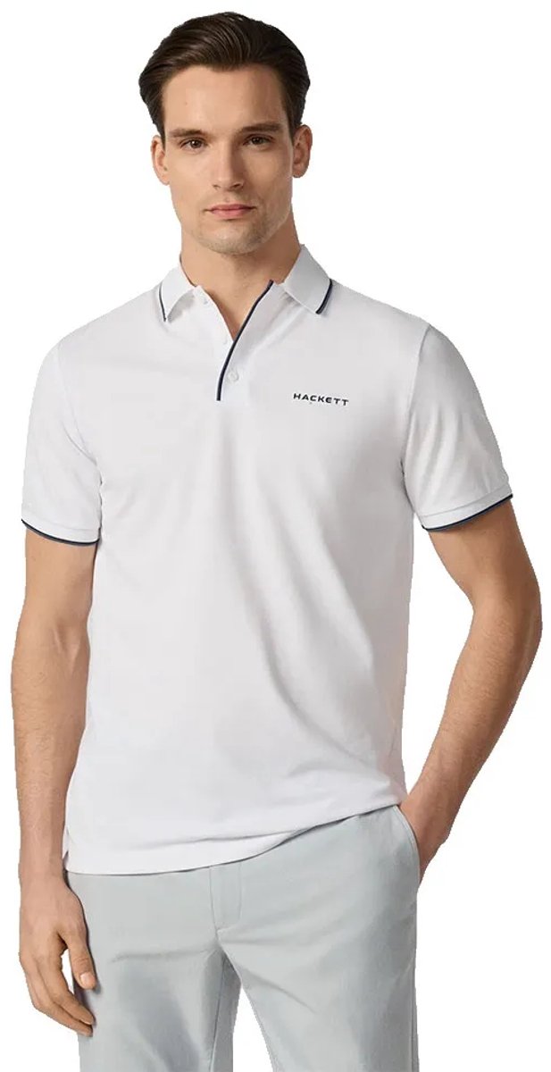 Hackett Hm5600195 Korte Mouw Poloshirt Wit S Man