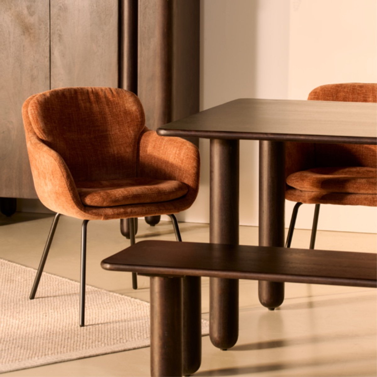 Eettafel Rondo Donkerbruin 200cm - Giga Meubel
