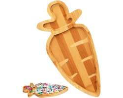 Feest Plateau - Snack Bord - Eten Presenteren - Konijn Wortel Design - 30.5 cm - Houtkleur