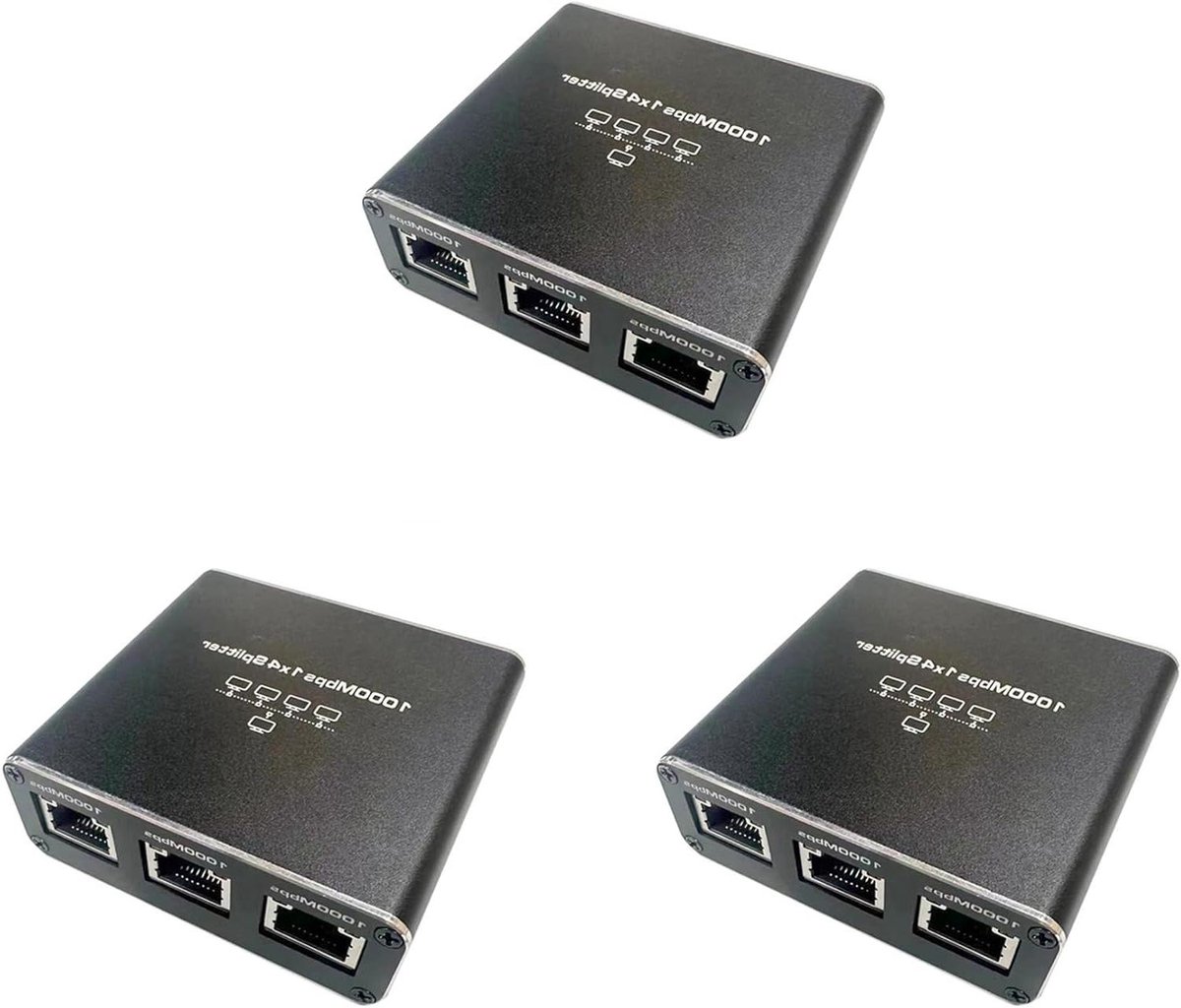 Ethernet Splitter - Netwerk Adapter - Internet Delen - Gigabit Snelheid - 1 naar 4 Poorten - Zwart
