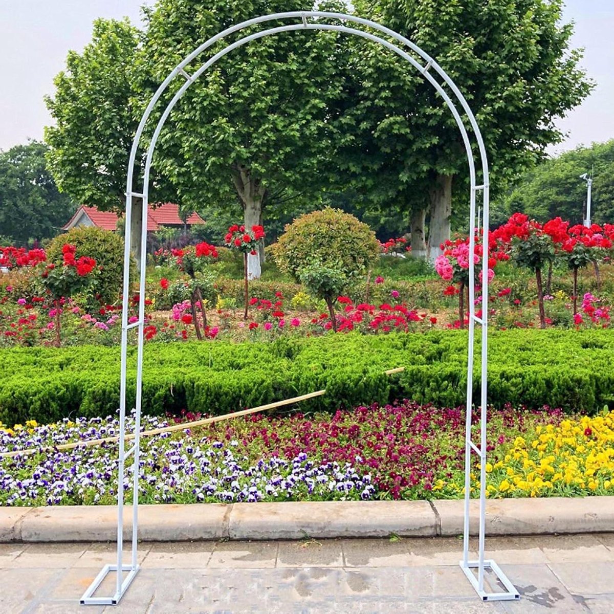 Tuinboog Metaal - Klimhulp Boog - Planten Steunen - Roestbestendig Gelakt - 140x230cm - Wit