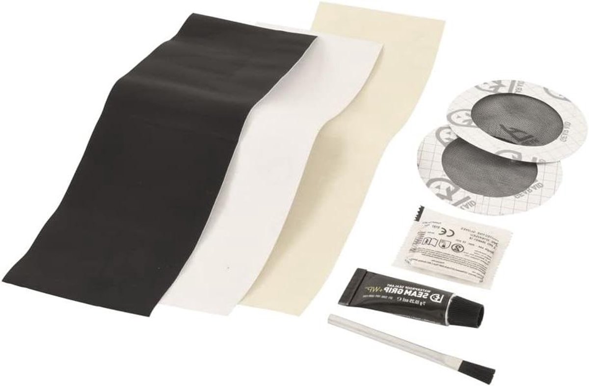 Reparatieset Tent - Outdoor Kit - Kampeeruitrusting Onderhoud - Nylon Materiaal - 22 x 15 cm - Grijs