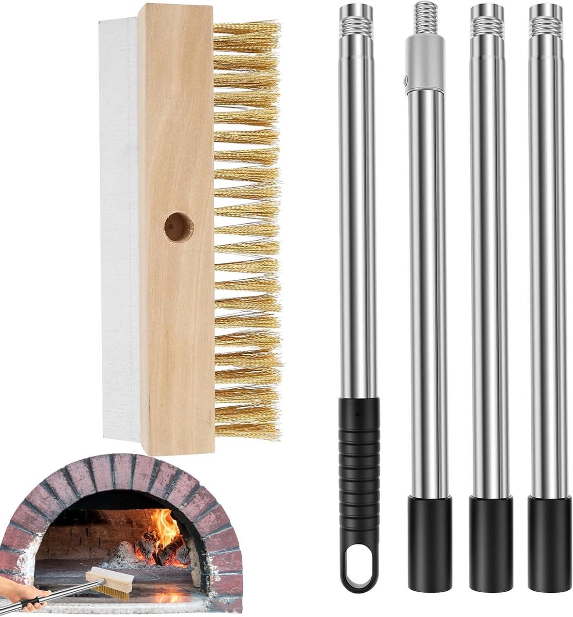 Pizza steenreiniger - Grillborstel schraper - Pizzaoven reinigen - Hittebestendig ontwerp - 149 cm - Niet gespecificeerd