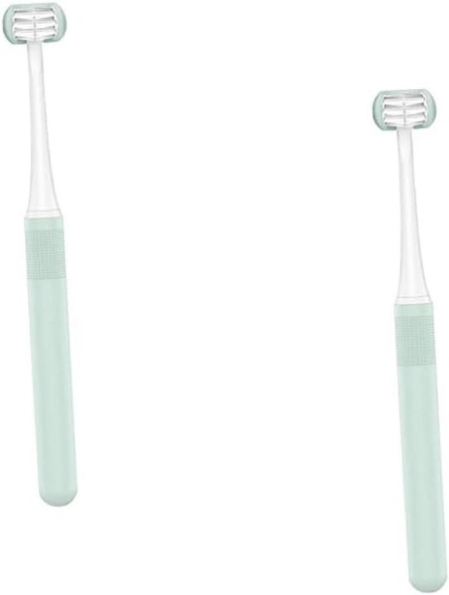 Driezijdige Tandenborstel - Handtandenborstel Set - Grondige Mondreiniging - Ergonomisch Antislip Handvat - 2 Stuks - Blauw