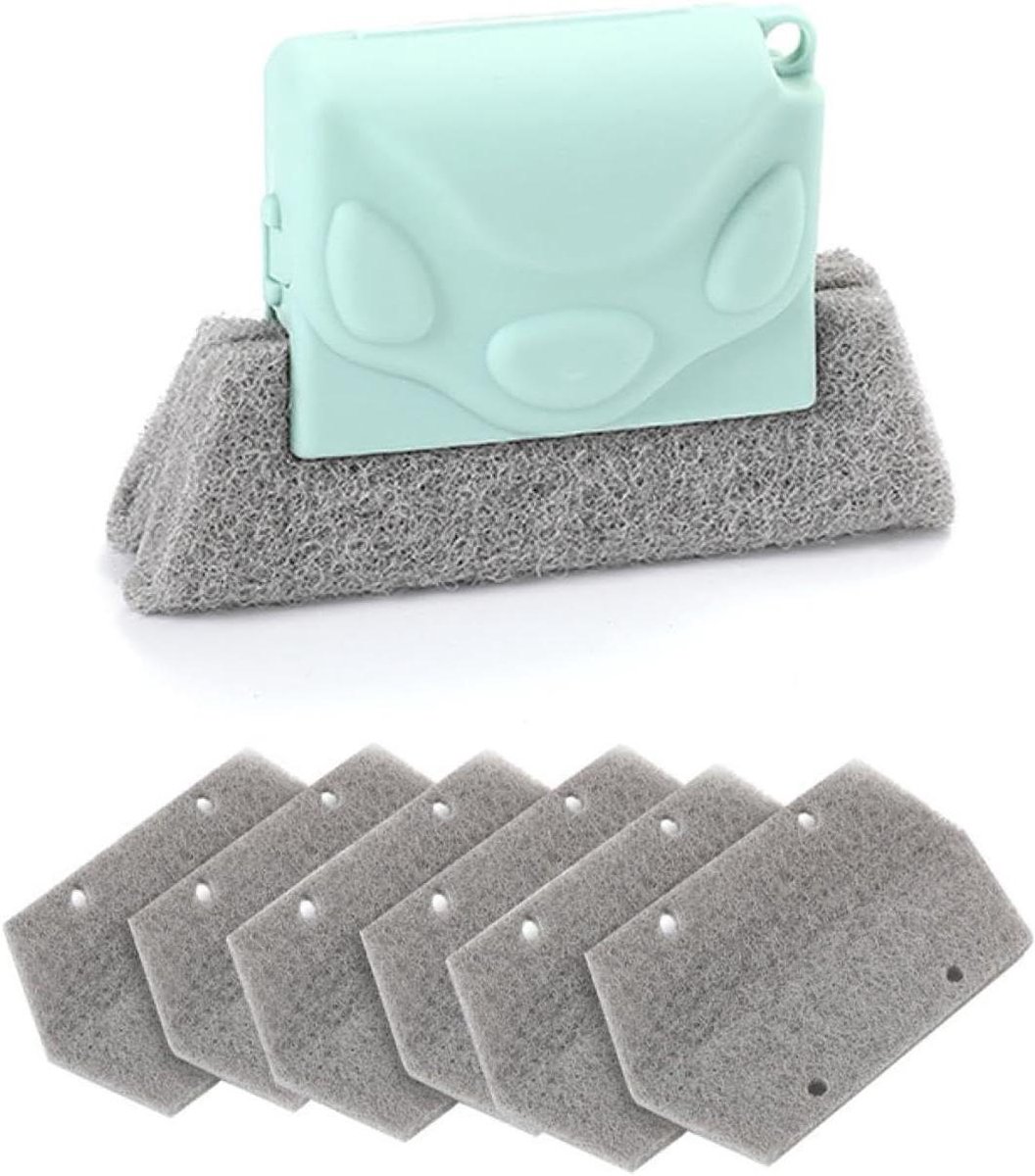 Raam Reiniger - Gereedschap Set - Kieren Schoonmaken - Comfortabele Grip - 6 Doekjes - Blauw