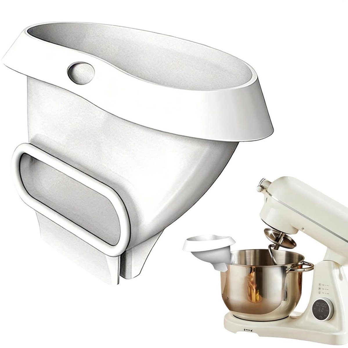 Keukentrechter Spatbescherming Mixer Hygiënisch Bakken Druppelvrije Rand 45 en 5 kwart Wit