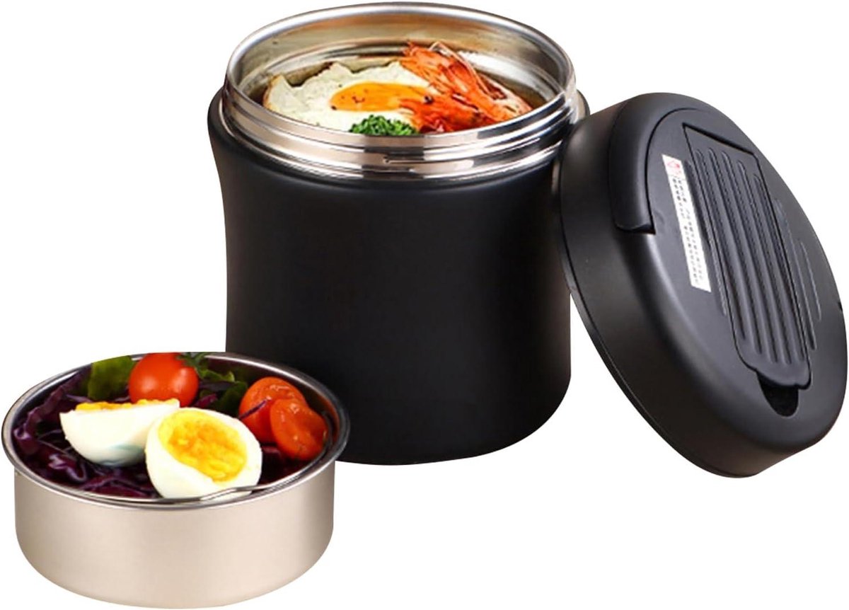 Thermoscontainer Gerechten - Lunchbox Warmhoud - Maaltijden Transport - Lekvrij Ontwerp - 12 Liter - Zwart