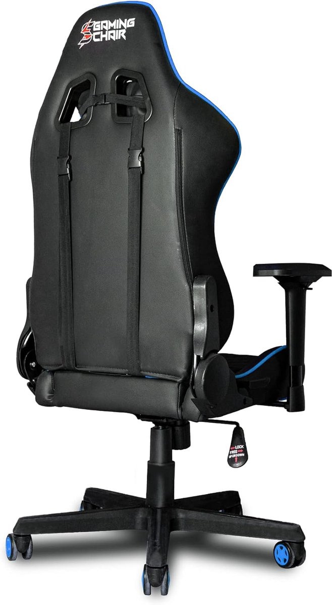 Gaming Stoel - Comfortabele Fauteuil - Langdurig Zitten - Verstelbare Rugleuning - XL Formaat - Blauw Zwart — afbeelding 5