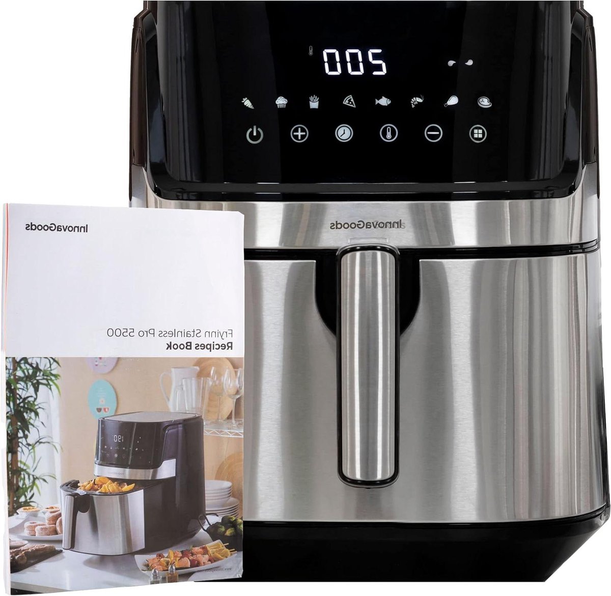 Heteluchtfriteuse - Airfryer - Gezond Koken - Digitale Touchscreen - 55 Liter - Zwart Roestvrij Staal