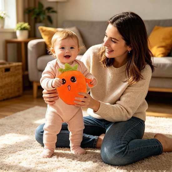 Pluche Aardbei - Muziekknuffel Educatief - Sensorische Ontwikkeling - Interactieve Geluiden - 22 cm - Oranje — afbeelding 4