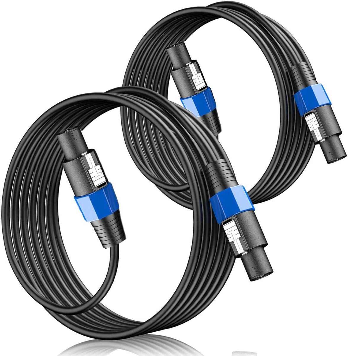 Audiokabels - Speakon Kabels - Luidsprekers Verbinding - Verwarring-vrij - 2x 25 Voet - Zwart