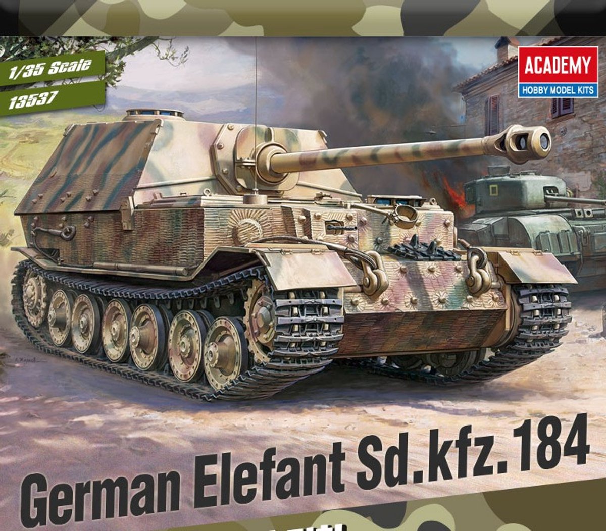 Academy Modelbouwpakket Militaire voertuigen - 13537 Sd.Kfz. 184 Elefant WWII - Duitse Tankjager Plastic - 1:35 - Modelbouw