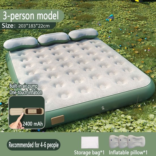 Eenpersoons luchtbed lichtgewicht opblaasbaar campingmatras met waterdicht stroomnet draagbaar luchtbed voor volwassenen en kinderen, dubbel opblaasmatras voor festivals, kamperen en — afbeelding 4