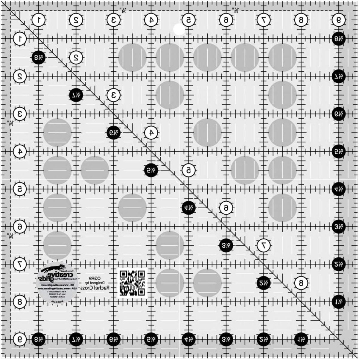 Quilting Liniaal - Vierkante Snijmal - Stoffen Trimmen - Gepatenteerde Turn-A-Round - 24 cm - Grijs