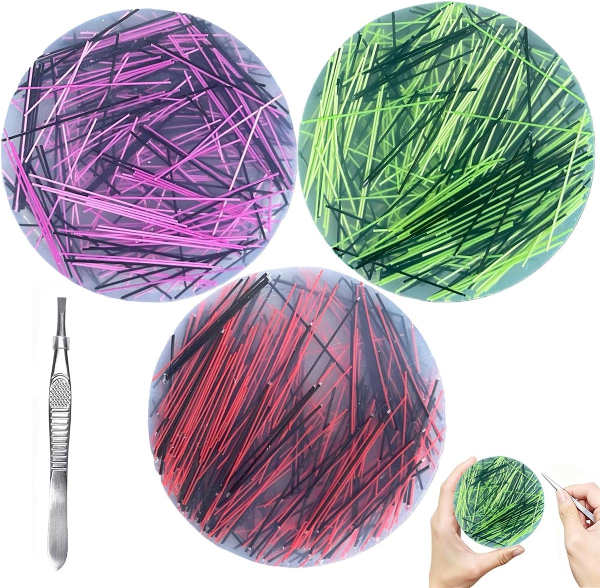OLOEY 3-delige set sensorische fidget-pads voor volwassenen-Siliconen hulpmiddel voor plukken en trekken(inclusief pincet)-Voor focus-stress-en angstverlichting-Rond ontwerp
