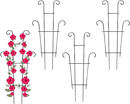 Plantenstaven - Klimplantsteun Steunstokken - Planten Ondersteunen - Verstelbare Hoogte - 60 cm - Zwart