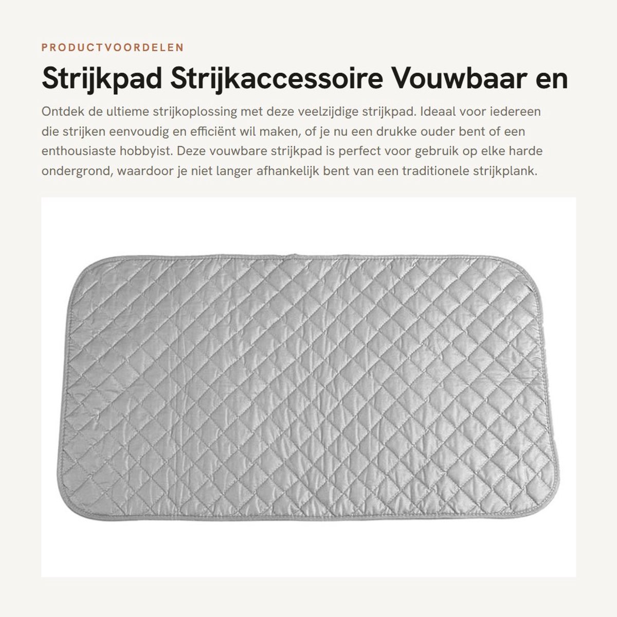 Dailygoods- Strijkpad 48 x 85 cm - Hittebestendige Pad - Opvouwbaar - Draagbaar - Katoenen Materiaal - Gewatteerd - Strijkmat