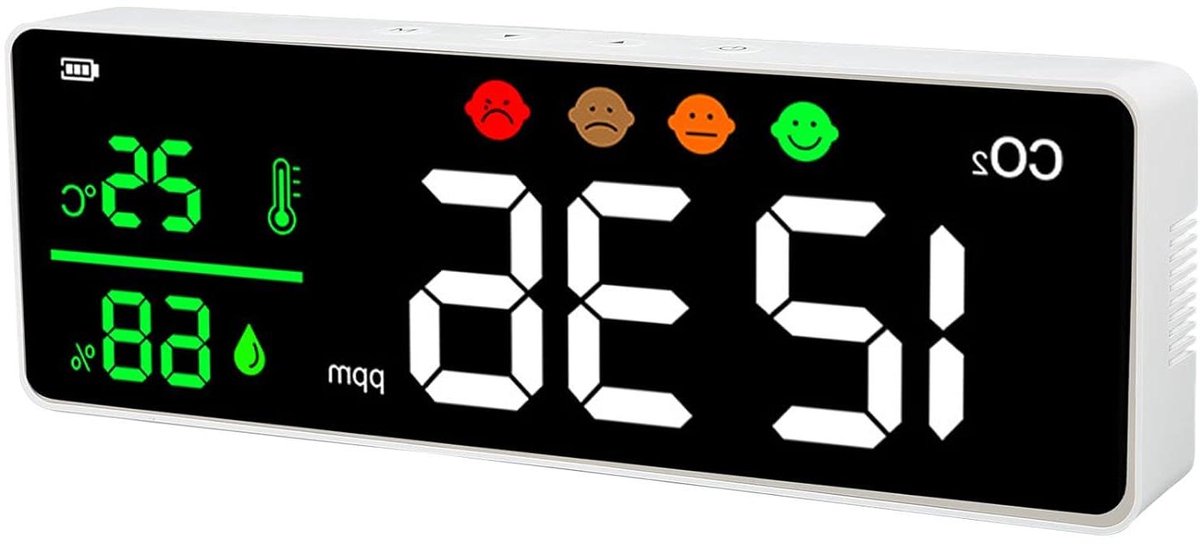 Luchtkwaliteitsmonitor Binnen - CO2 Detector - Gezonde Lucht - 16-in-1 Meting - 2000 mAh Batterij - Zwart