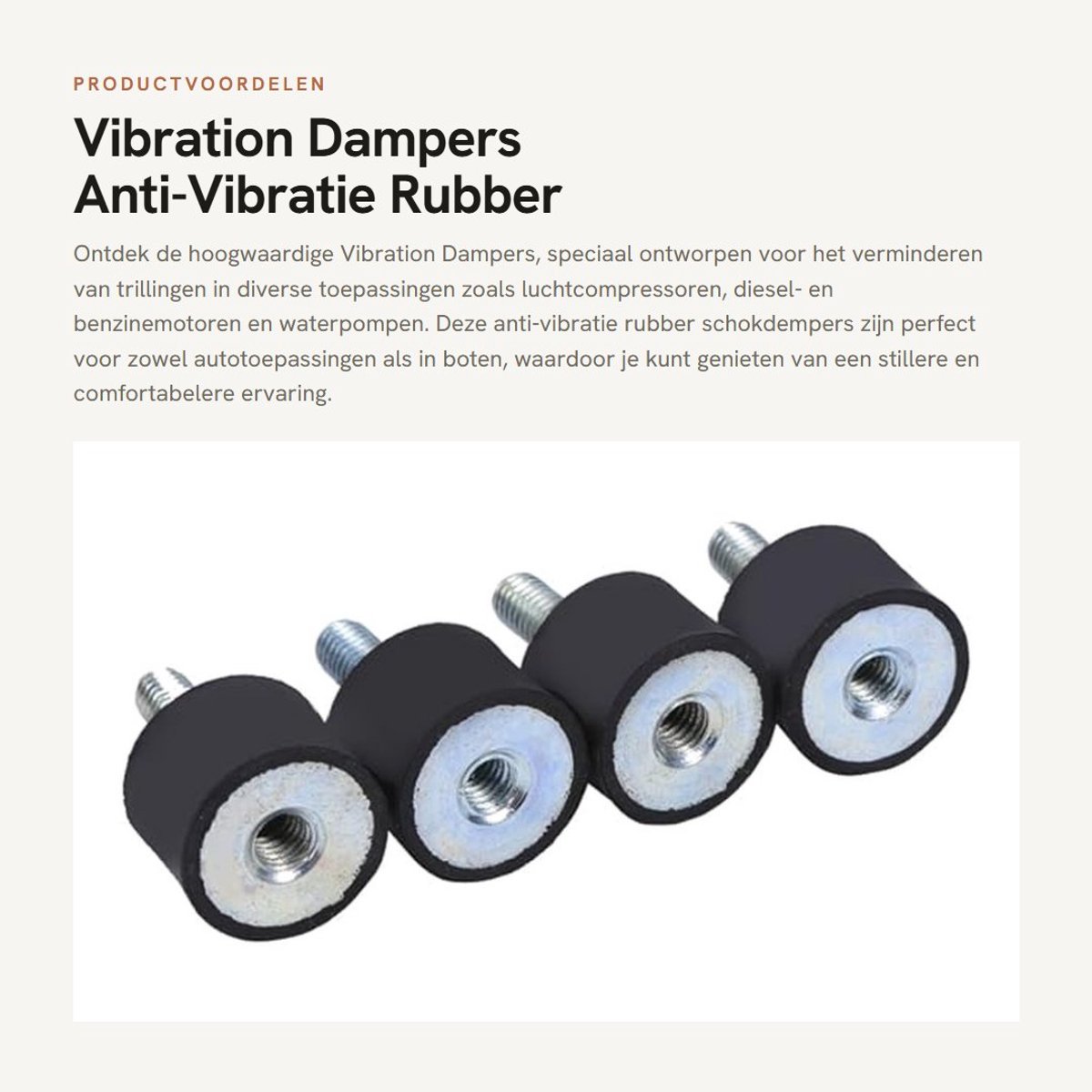 Dailygoods- Schokdempers Rubber - Antivibratie - Silentblock Isolator - Voor Luchtcompressoren - Voor Dieselmotoren - M6/M8 Schroefdraad - Zwart/Zilver - Trillingsdempers