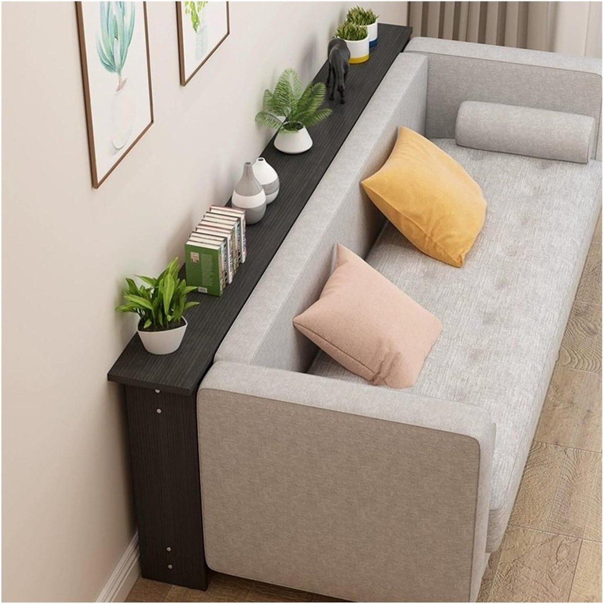 Smalle bijzettafel - Banktafel plank - Ruimte organiseren - Aanpasbare maat - 512 inch breed - Zwart
