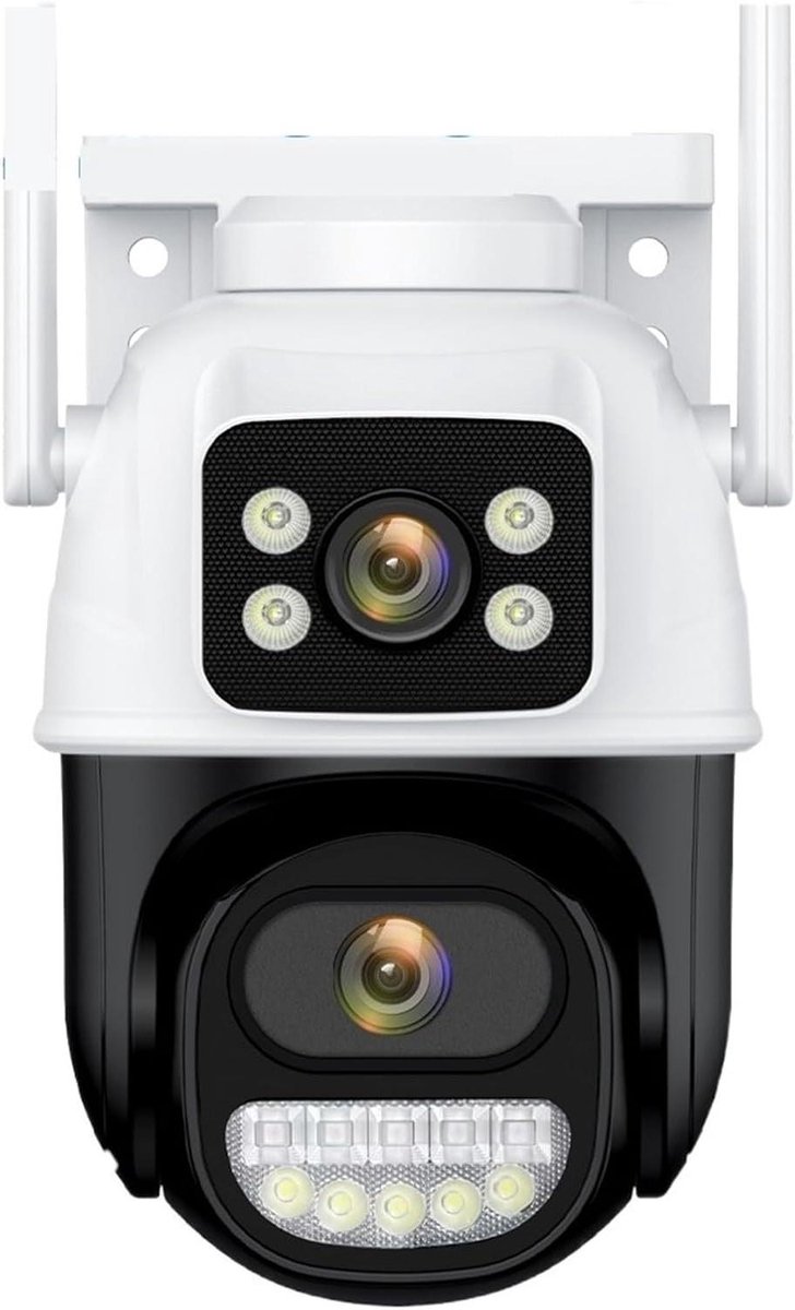 Beveiligingscamera Buiten - Wifi Camera - Huis Bewaken - Dubbele Lens Dubbel Scherm - 6MP Resolutie - Wit