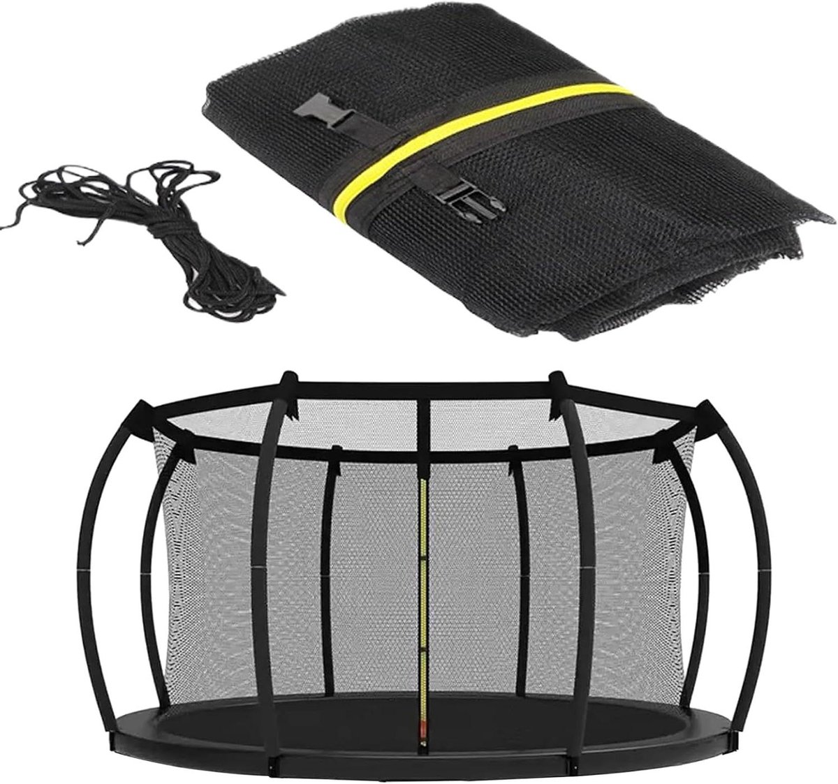 Trampoline Vervangingsnet - Veiligheidsnet Trampoline - Veilig Gebruik - Weerbestendig Nylon - 305 cm - Zwart