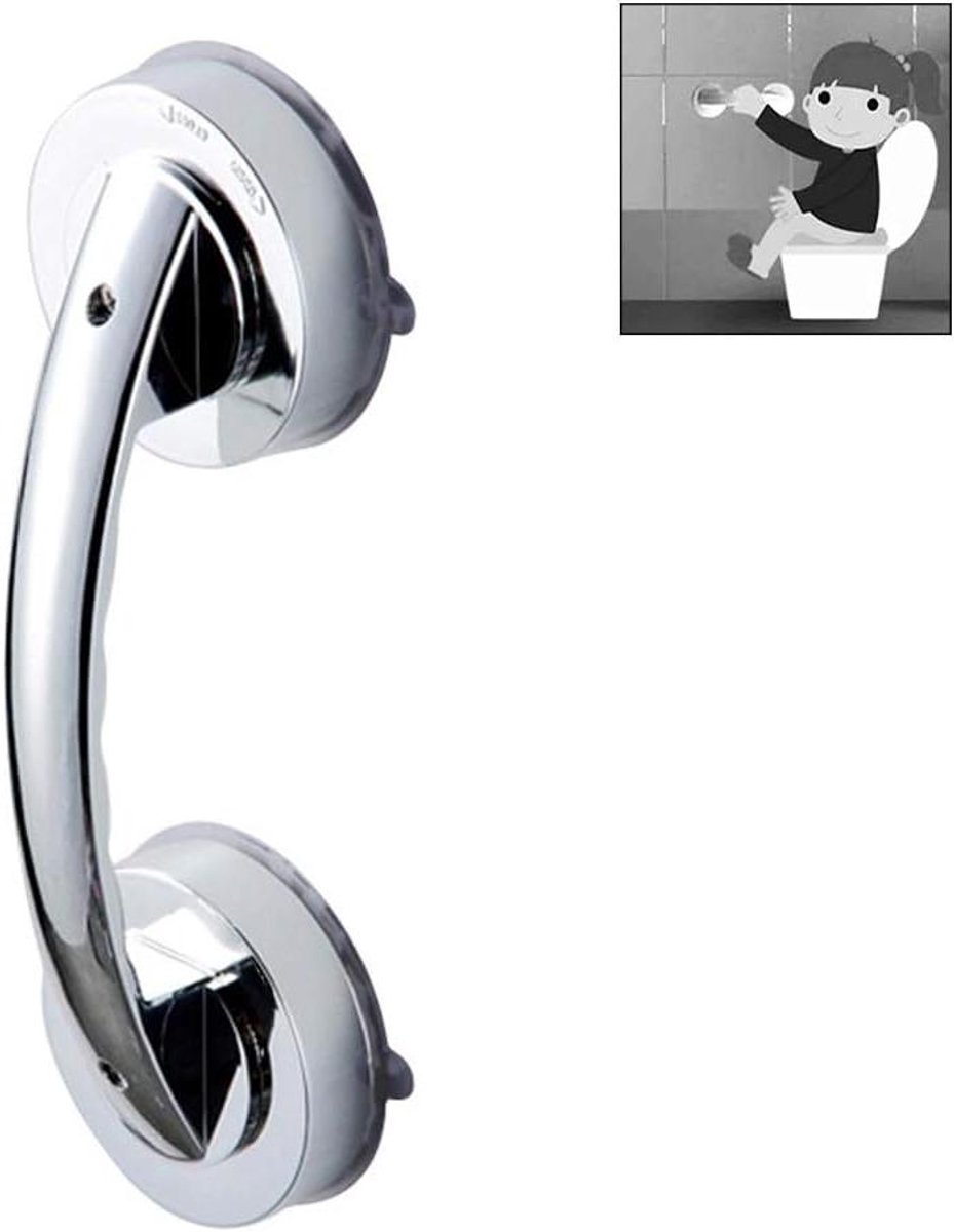Zuiggreep Badkamer - Veiligheidshandvat Douche - Extra Steun - Draaisluiting Bevestiging - 194 cm - Zilver