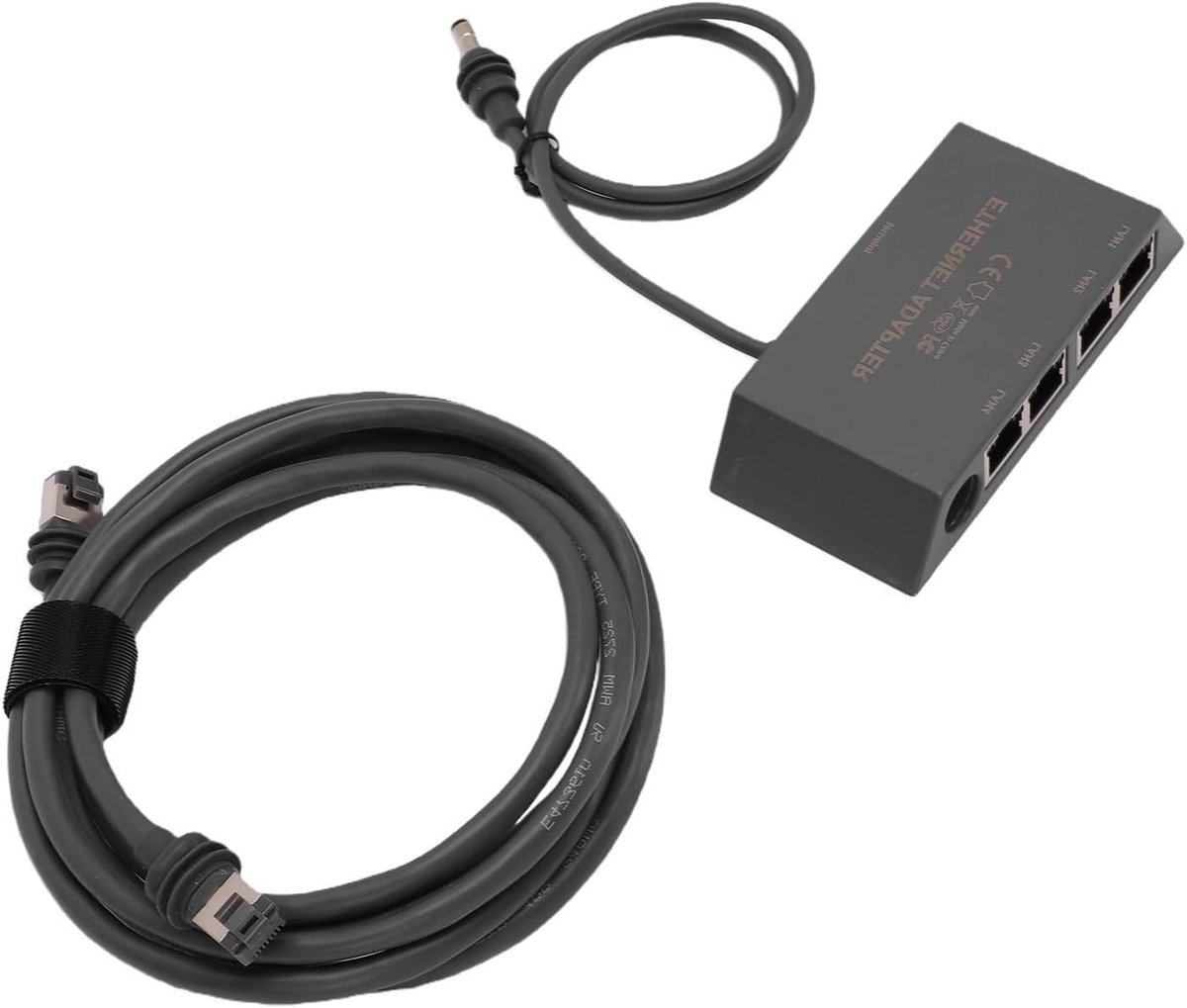 Ethernet Adapter - Netwerk Hub - Internet Uitbreiden - 4 Poorts Gigabit - 110 mm - Zwart