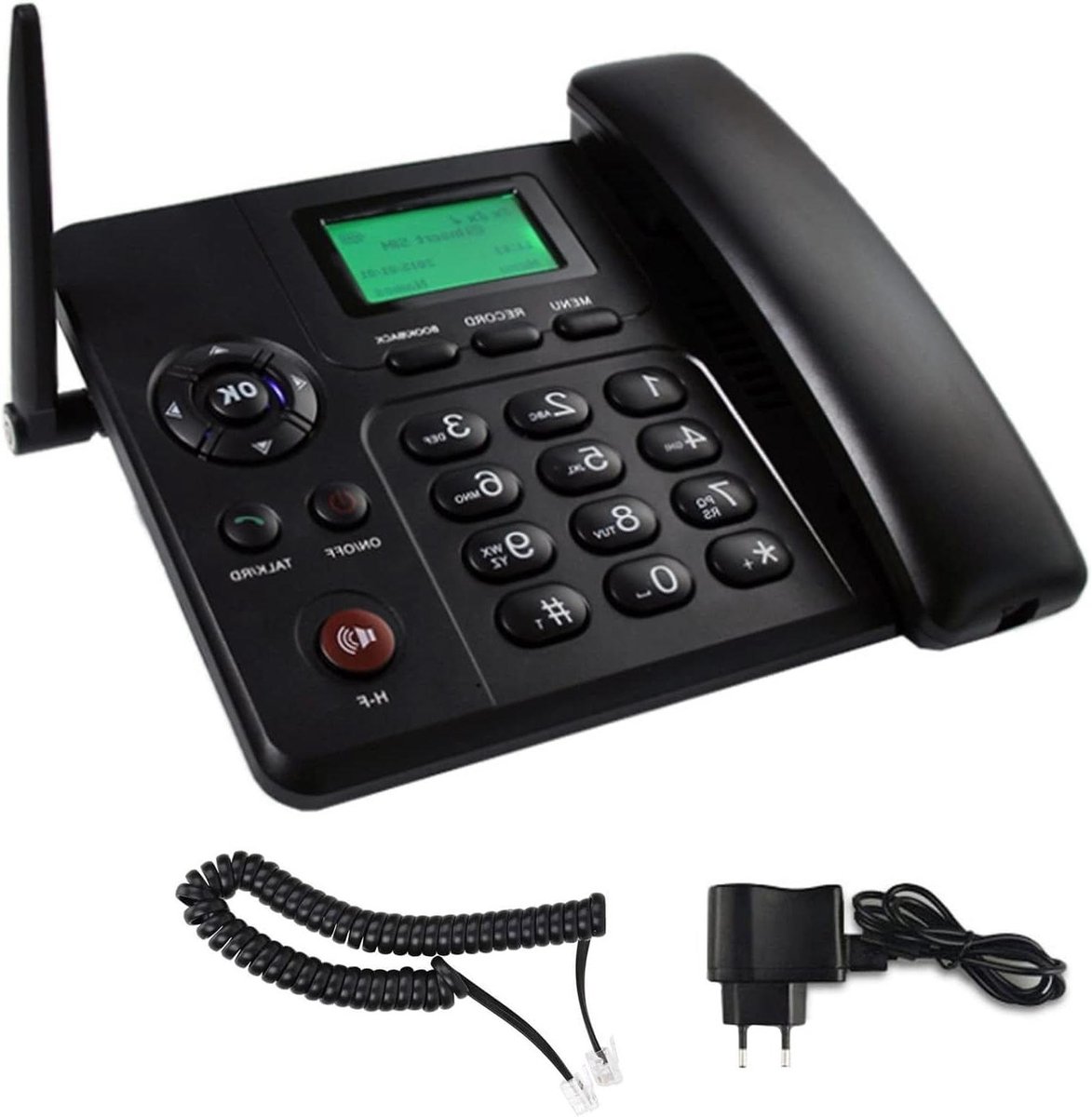 Bureautelefoon met SIM - Vaste telefoon - Thuis of kantoor - Handsfree bellen - Dubbele SIM - Zwart