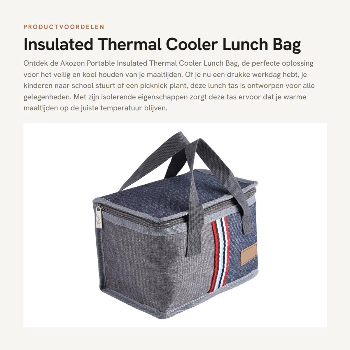 Dailygoods- Thermische Koeler - Draagbare Lunchtas - Geïsoleerde Voedsel Doos - Oxford-doek - 10 Liter - Handgrepen voor Gemakkelijk Draagbaar