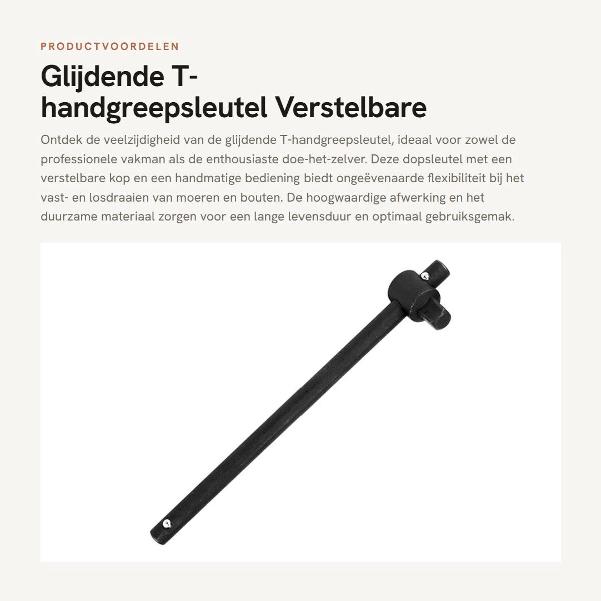 Dailygoods- Dopsleutel Beweegbare Vierkante Kop - T-handgreep - Schuifverlengstuk - Flexibel Gebruik - Kwaliteitsborging - Voor Diverse Schroefmaten - Sleutel