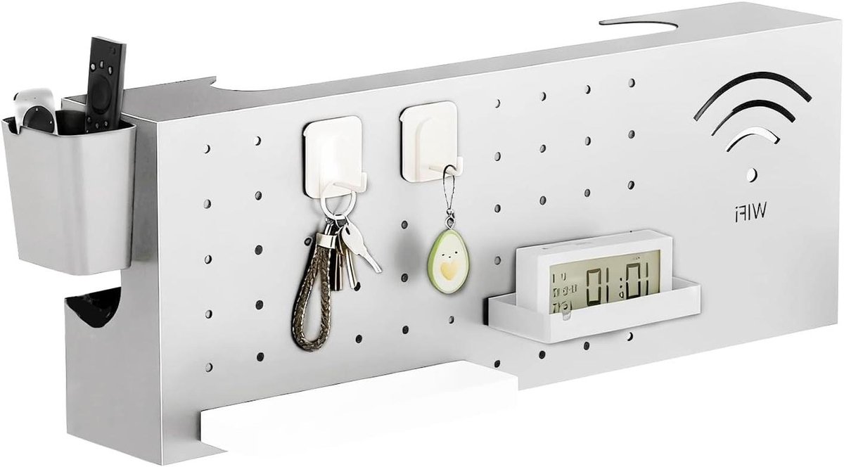 Router Opbergbox - Kabel Organizer - Netwerk Netjes - Geperforeerd Paneel - 40 x 20 x 10 cm - Wit