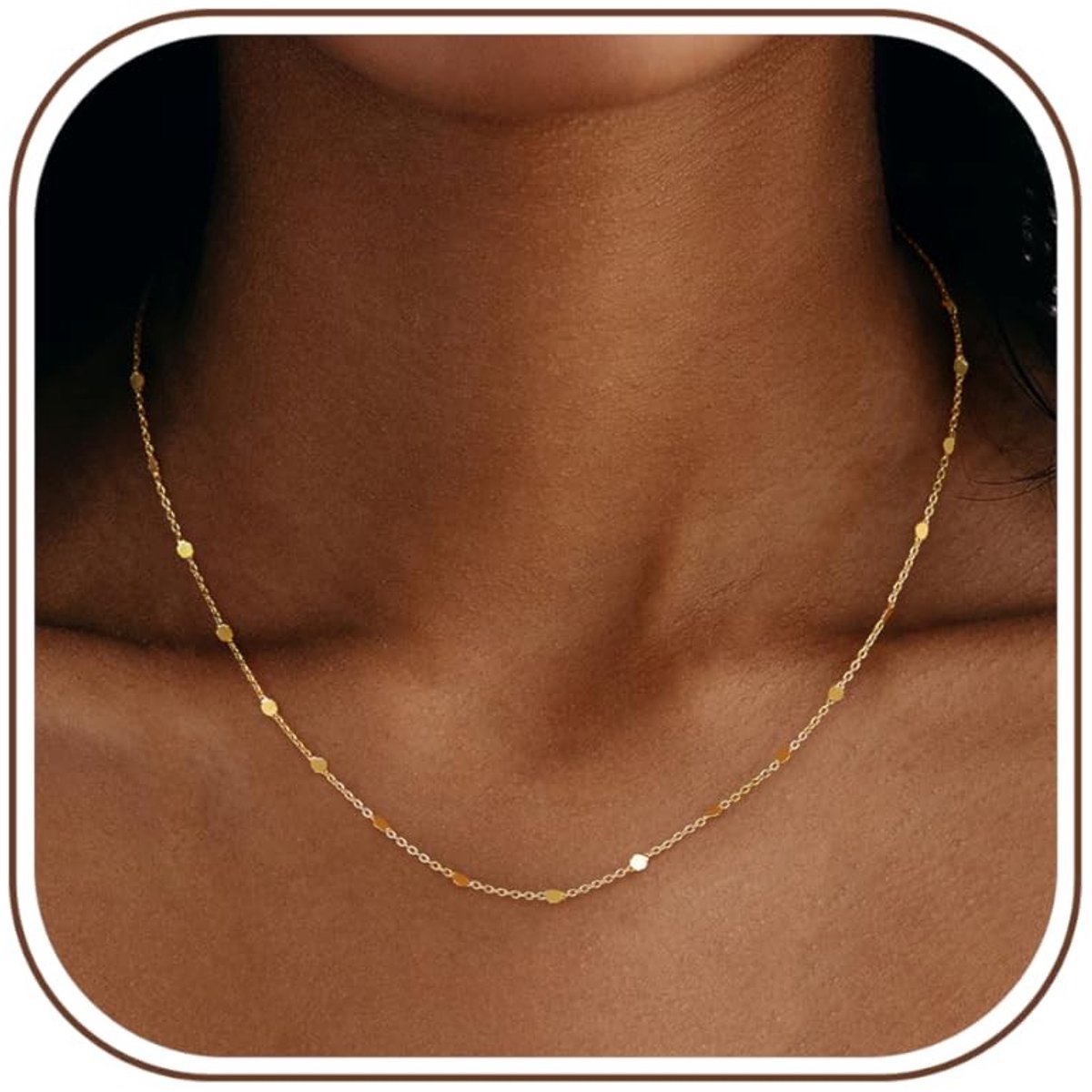 Dailygoods- Ketting Elegante Stijl - Hartbedeltje - Hypoallergene Materialen - Delicate Ketting - Platte Dunne Ketting - Sierlijke Parelketting - Sieraad