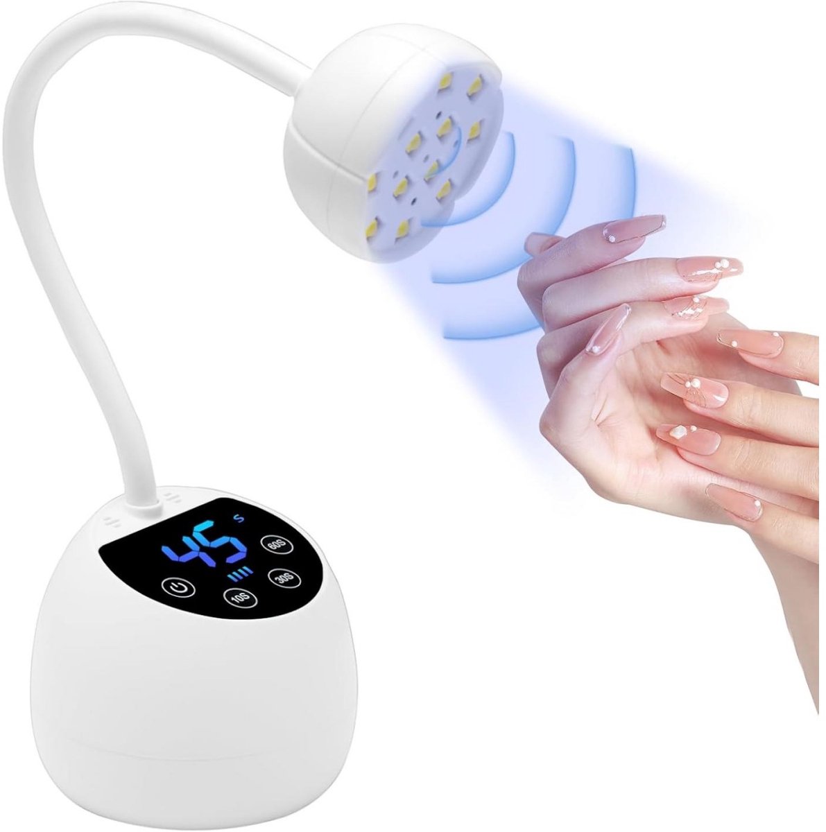 GELLDG Mini UV-nagellamp – Slimme autosensor & LCD-display – 12 ingebouwde LED-lampjes – Ontworpen voor gelnagels – Ondersteunt 3 standen – 36W compacte & draagbare nageldroger – Geschikt voor salon & thuisgebruik – Wit