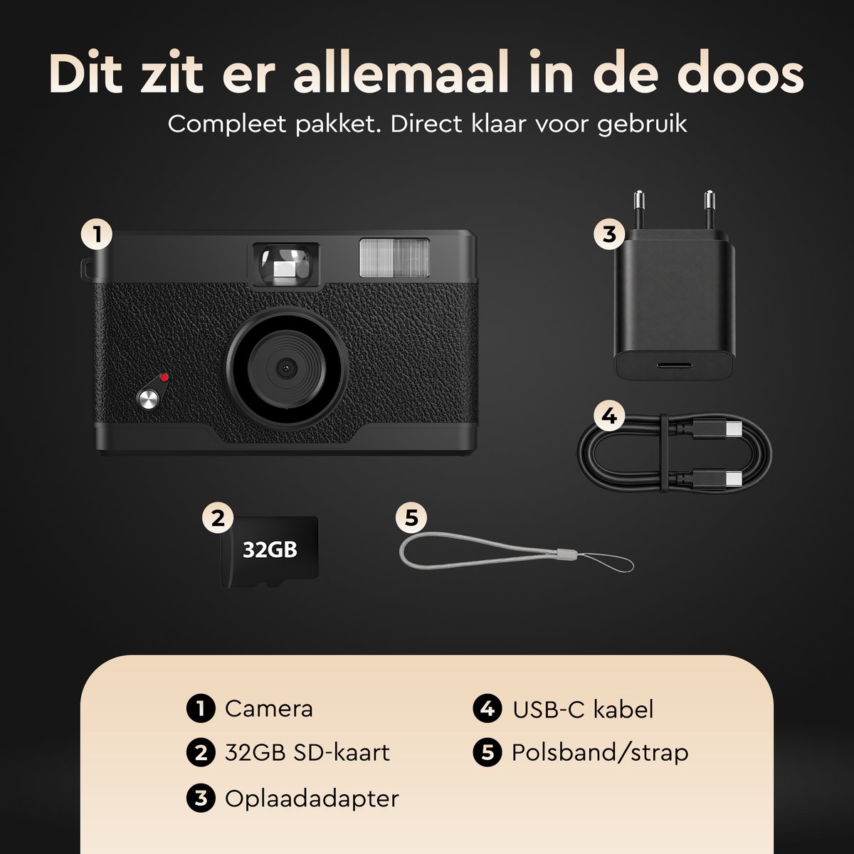 K&L Retro Camera Pro 13MP - Schermvrij & Oplaadbaar thumbnail 7