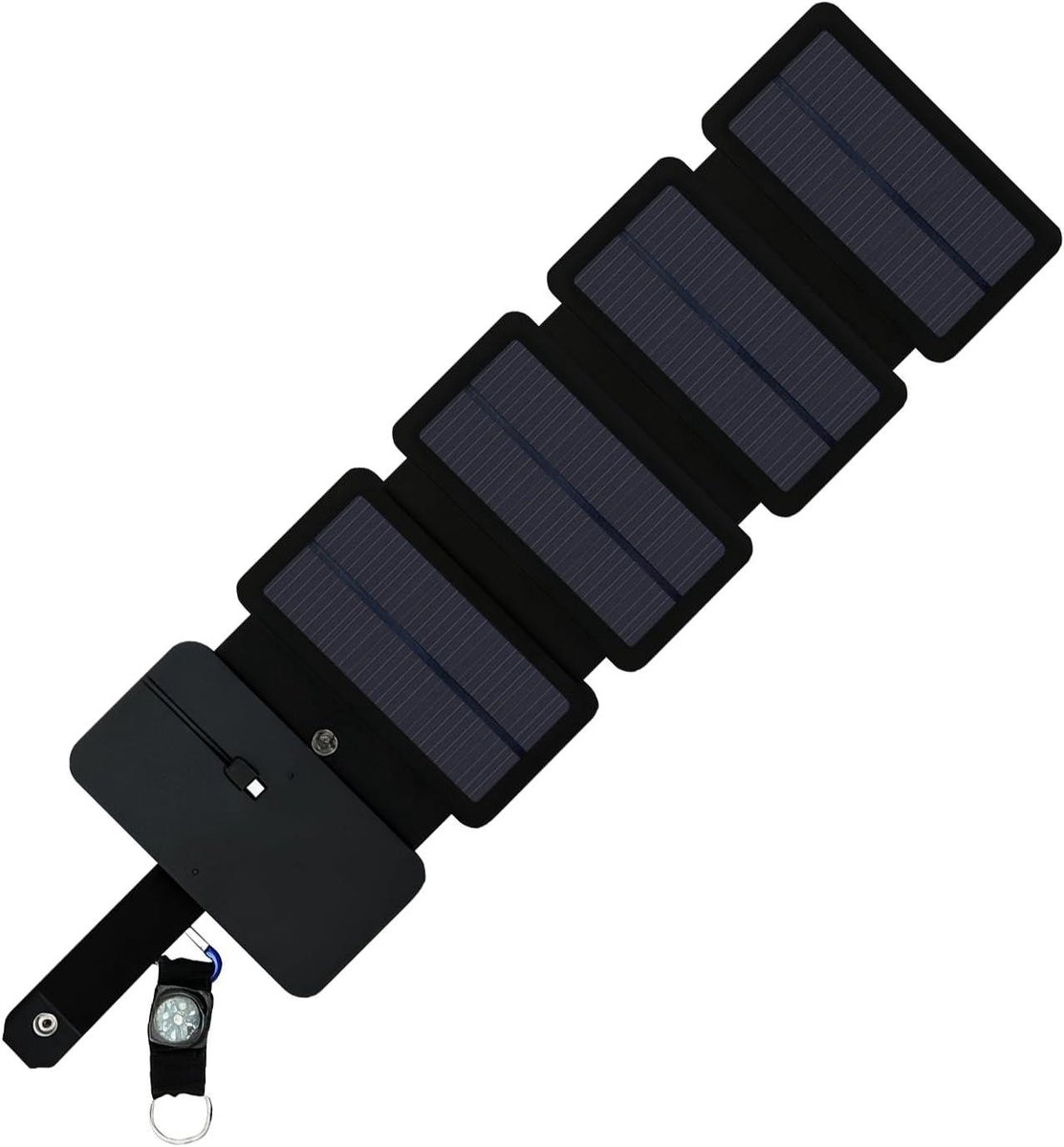Oplader op zonne-energie - Draagbare energiebron - Outdoor activiteiten - Opvouwbaar en waterdicht - 4 zonnepanelen - Zwart