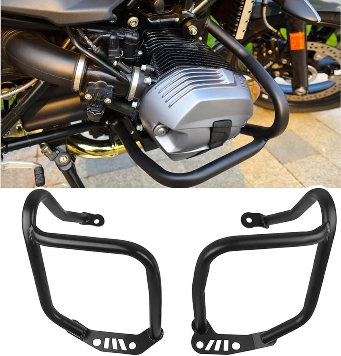 Motorfiets Framebeschermers - Valbeugel Set - Motor Beschermen - Roestvrij Staal - 2 Stuks - Zwart