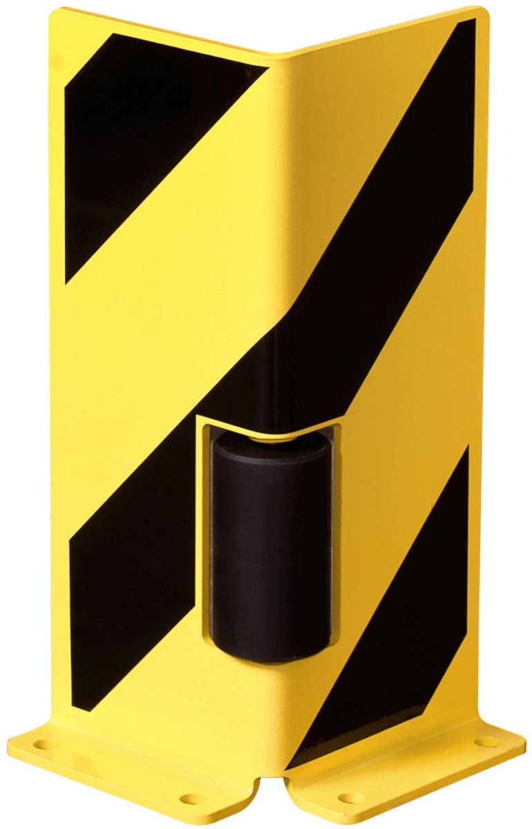 BLACK BULL hoekbeschermer met geleiderol - 400 x 160 mm - zwart geel gecoat Zwart, geel