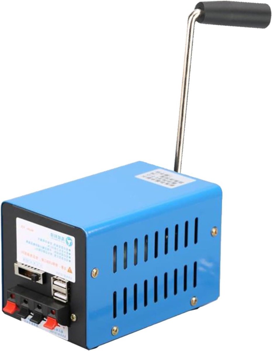 Hand Generator - Noodstroom Dynamo - Energie Opwekken - Schokbestendig Metaal - 20W Vermogen - Zilver