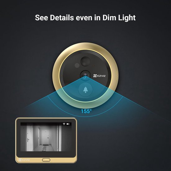 EZVIZ DP2C 1080P Wireless Door Spy Camera, 4600mAh Battery, Door Camera, Video Doorbell Intercom, Digital Door Spy with 4.3 Inch Color Monitor, PIR Motion Detection Two-Way Audio 5m Night Vision van EZVIZ — afbeelding 5