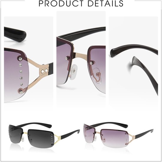 Zonnebril Dames - Randloos Design - Oversized - UV400 Bescherming - Anti-Glare - Mode voor Buiten - Zonnebrillen van Zonnebril Dames — afbeelding 4