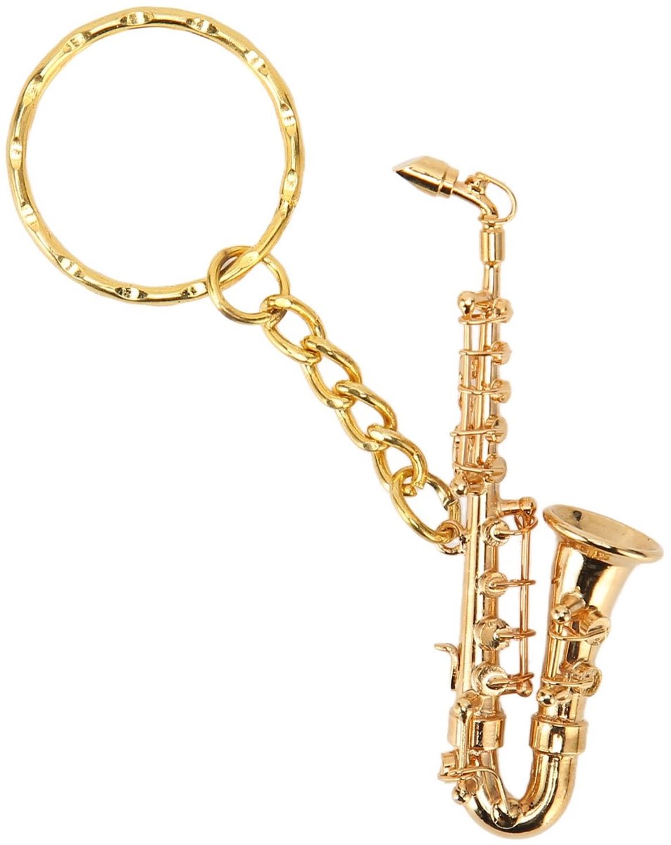 Dailygoods- Saxofoon Sleutelhanger Mooi - Miniatuur Muziekinstrument - Delicate Hanger - Geschenken - Rood Fluwelen Hoesje - Uniek Ontwerp