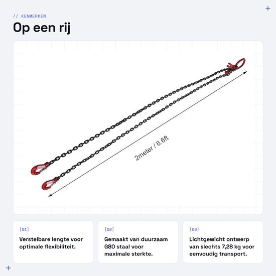 Verstelbare hijsketting met 2 haken, 4.75 ton capaciteit, voor veilig tillen en verplaatsen van zware lasten — afbeelding 5