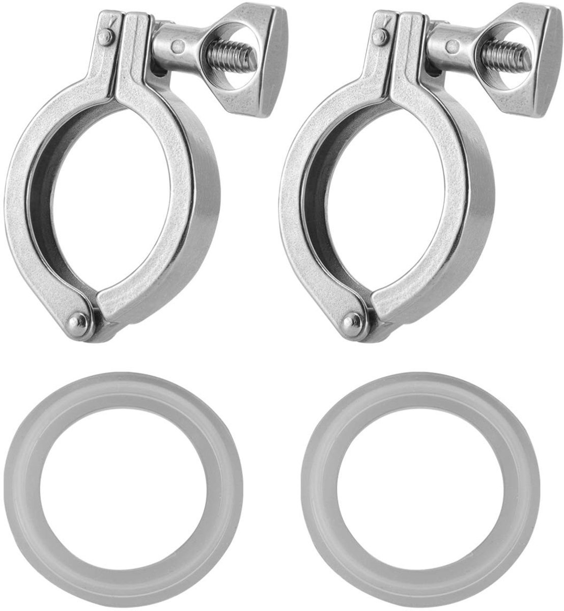 Dailygoods- Tri-Clamp Hoogwaardige 304 Roestvrij Staal - 1.5 Inch Beugel - Siliconen Seal - Dubbele Pin - Hygiënische Verbinding - Compact 8 x 6.5 x 1.2 cm - Klem