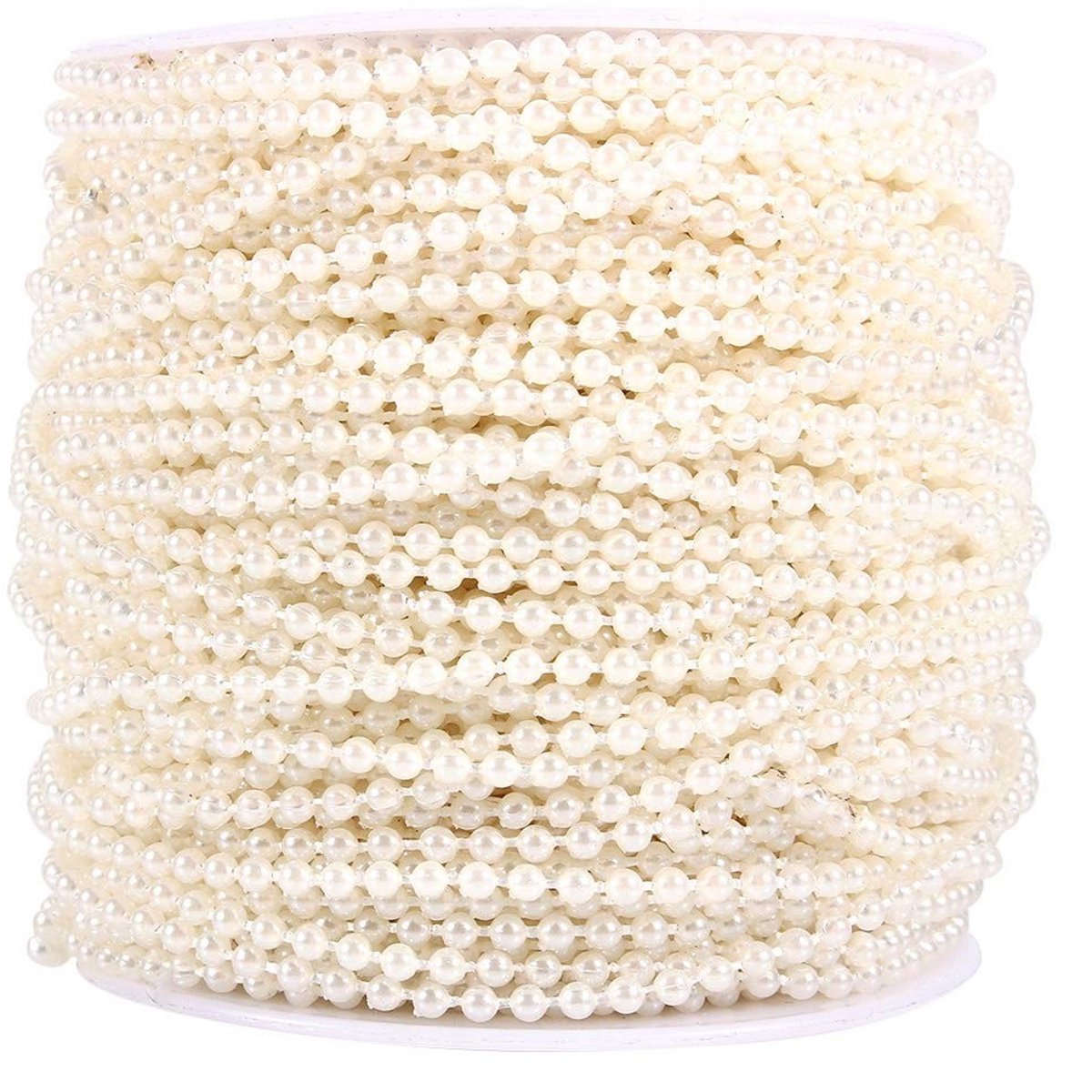 Dailygoods- Parelkoord rol van 50 m - 3 mm kralen - Bruiloftdecoratie - DIY decoratie - Kralen voor boeketten - Kunststof kralen - Aanpasbare lengte - Kralenkoord